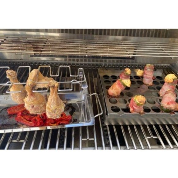 5-in-1 Smoker Set, Stainless Steel Beer can Chicken, Jalapeno Popper, and Skewer